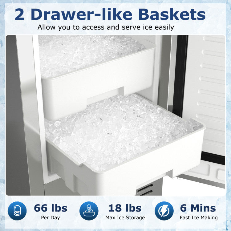 Under Counter Nugget Ice Maker with Self-Cleaning and 24H Timer