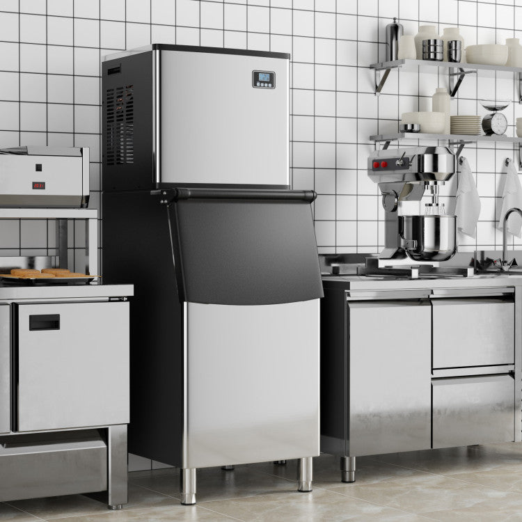Commercial Ice Maker Machine 418 LBS/24H with 200 LBS Storage Bin