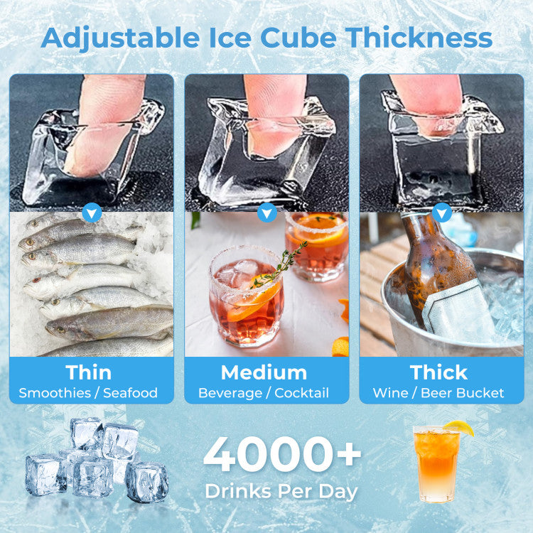 Commercial Ice Maker Machine 418 LBS/24H with 200 LBS Storage Bin