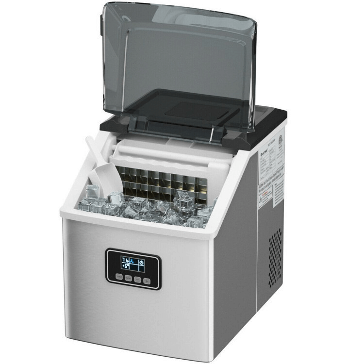 Countertop Ice Maker Machine – 48 lbs/Day, Stainless Steel, Self-Cleaning with LCD Display