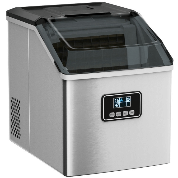 Countertop Ice Maker Machine – 48 lbs/Day, Stainless Steel, Self-Cleaning with LCD Display