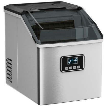 Countertop Ice Maker Machine – 48 lbs/Day, Stainless Steel, Self-Cleaning with LCD Display