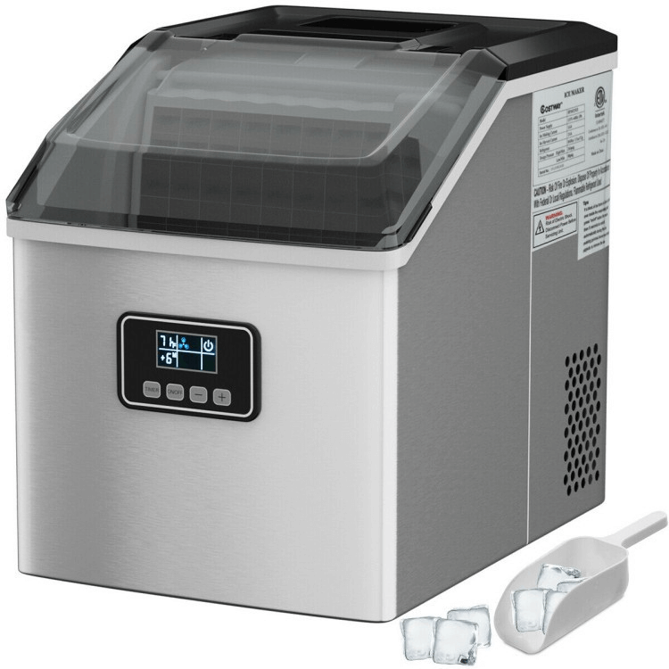 Countertop Ice Maker Machine – 48 lbs/Day, Stainless Steel, Self-Cleaning with LCD Display
