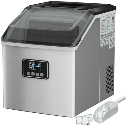 Countertop Ice Maker Machine – 48 lbs/Day, Stainless Steel, Self-Cleaning with LCD Display