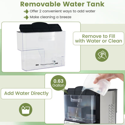 Self Dispensing Nugget Ice Maker Countertop with Soft Chewable Pellet Ice Cubes