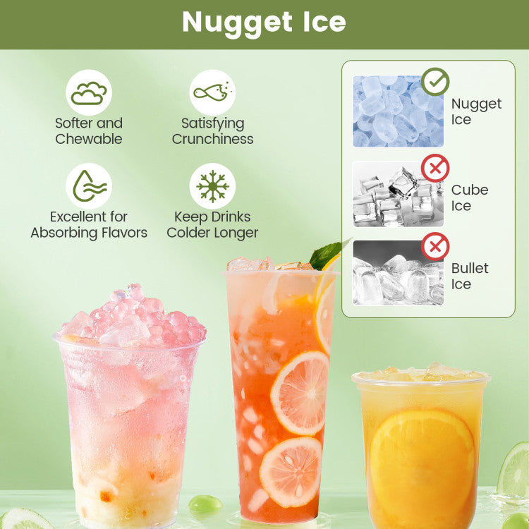 Self Dispensing Nugget Ice Maker Countertop with Soft Chewable Pellet Ice Cubes