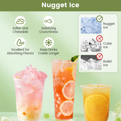 Self Dispensing Nugget Ice Maker Countertop with Soft Chewable Pellet Ice Cubes