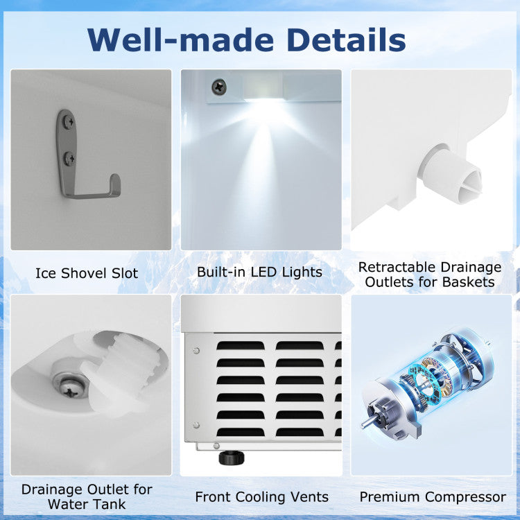 Under Counter Nugget Ice Maker with Self-Cleaning and 24H Timer
