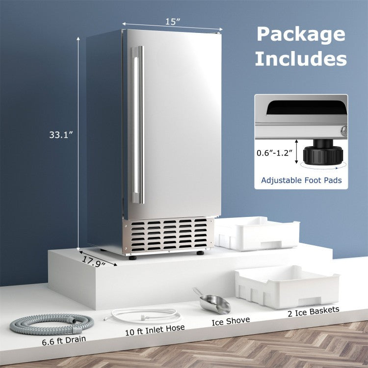 Under Counter Nugget Ice Maker with Self-Cleaning and 24H Timer