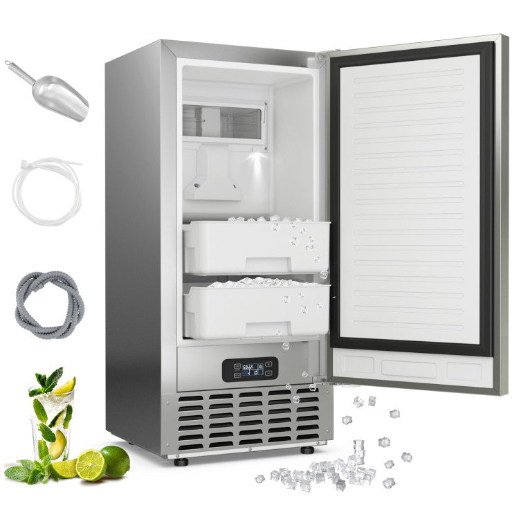 Under Counter Nugget Ice Maker with Self-Cleaning and 24H Timer