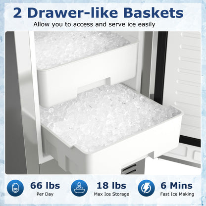 Under Counter Nugget Ice Maker with Self-Cleaning and 24H Timer