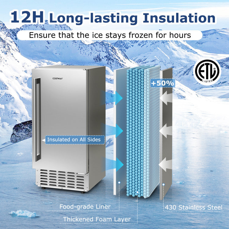 Under Counter Nugget Ice Maker with Self-Cleaning and 24H Timer