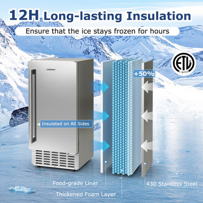 Under Counter Nugget Ice Maker with Self-Cleaning and 24H Timer