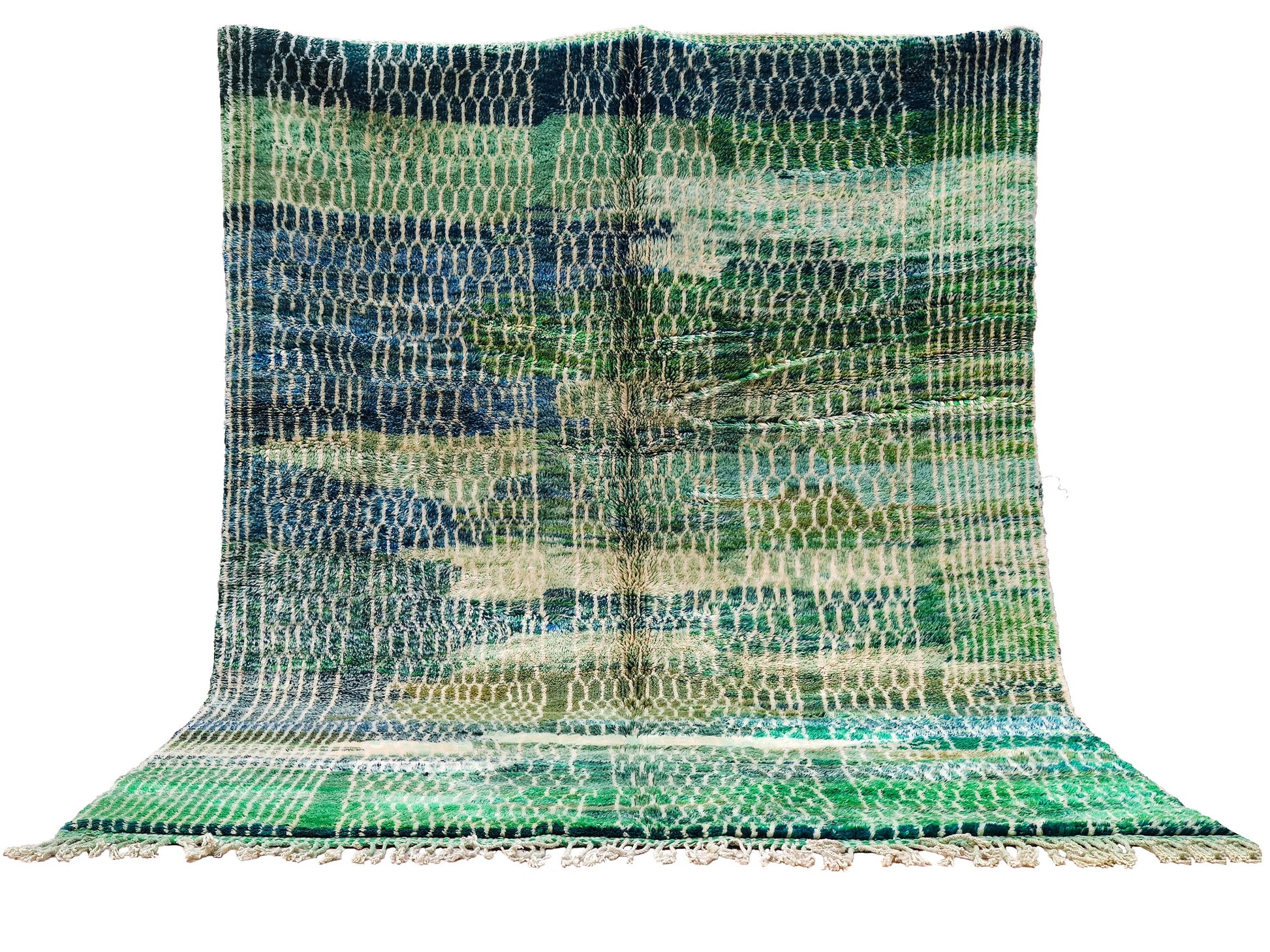 Moroccan Area rug, Wool Mrirt rug, Beni Ourain rug, Handmade carpet, Home decor, Boho wall rug, geometric rug, living room, Green Blue Beige