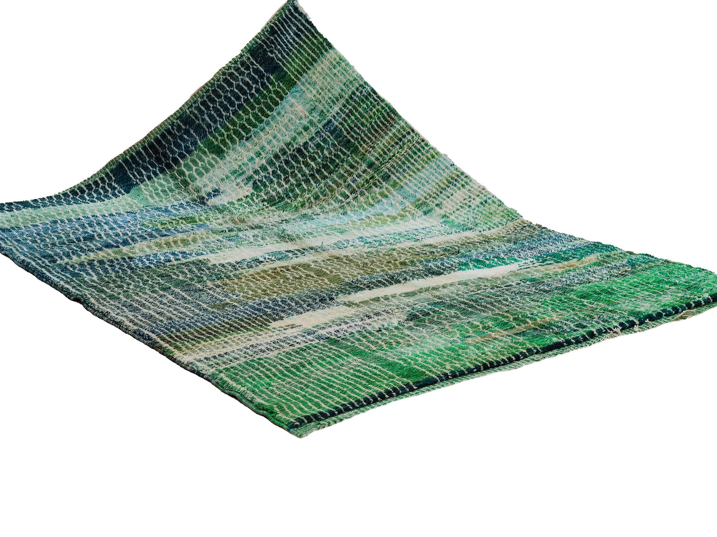Moroccan Area rug, Wool Mrirt rug, Beni Ourain rug, Handmade carpet, Home decor, Boho wall rug, geometric rug, living room, Green Blue Beige