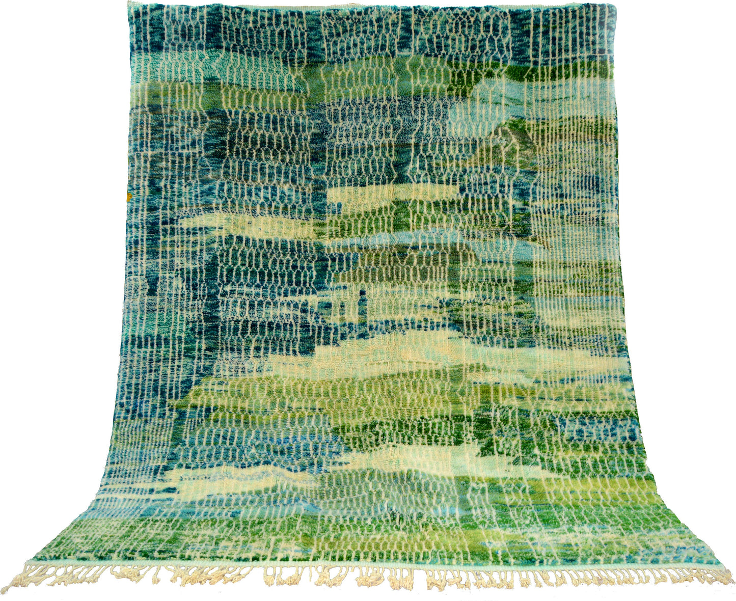 Moroccan Area rug, Wool Mrirt rug, Beni Ourain rug, Handmade carpet, Home decor, Boho wall rug, geometric rug, living room, Green Blue Beige
