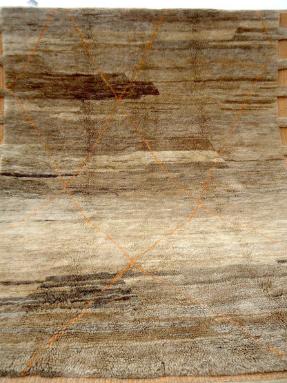 Moroccan Wool rug, Mrirt Handmade rug, Beni ourain 8x10 rug, Boujaad carpet, Azilal rug, Tapis Berbèr, Berber Boho rug, Teppich, Brown Beige