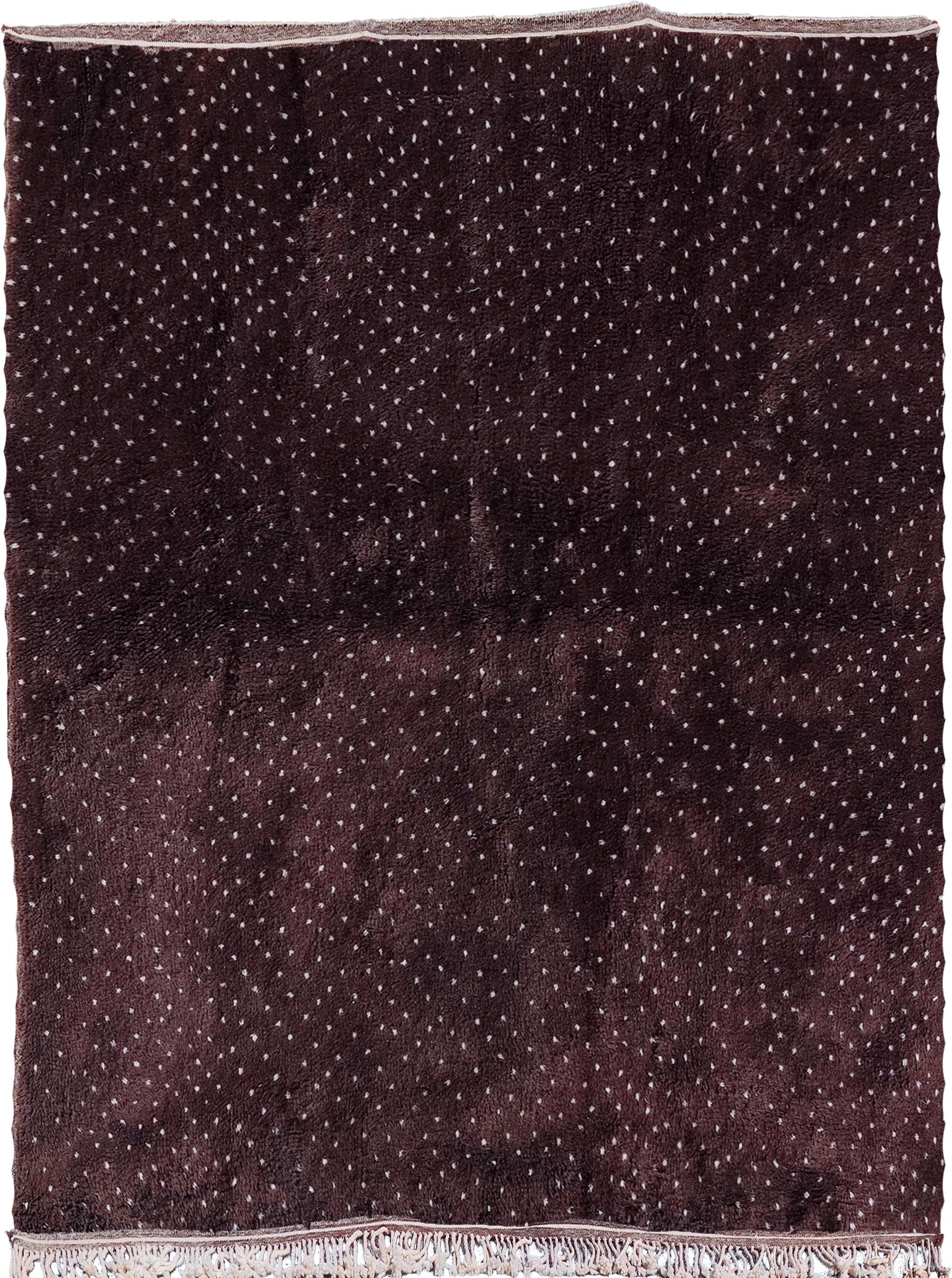 Brown Dotted Moroccan rug, Beni ourain handmade area rug, Mrirt wool Boho rug, Living room Boujaad Berber Carpet, Teppich, Tapis berbère.