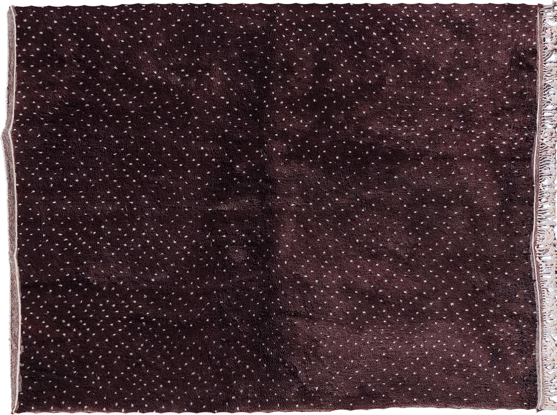 Brown Dotted Moroccan rug, Beni ourain handmade area rug, Mrirt wool Boho rug, Living room Boujaad Berber Carpet, Teppich, Tapis berbère.