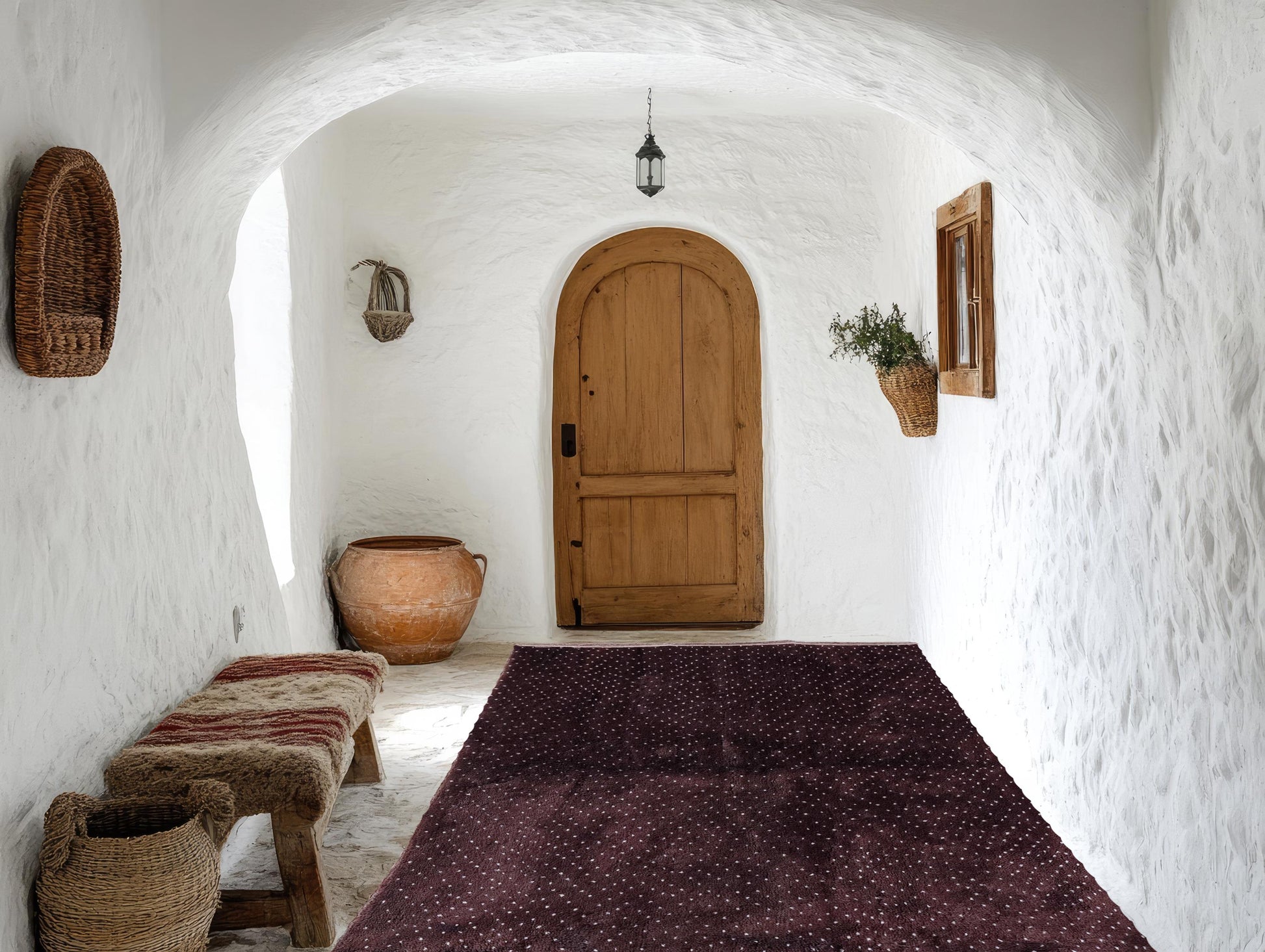 Brown Dotted Moroccan rug, Beni ourain handmade area rug, Mrirt wool Boho rug, Living room Boujaad Berber Carpet, Teppich, Tapis berbère.