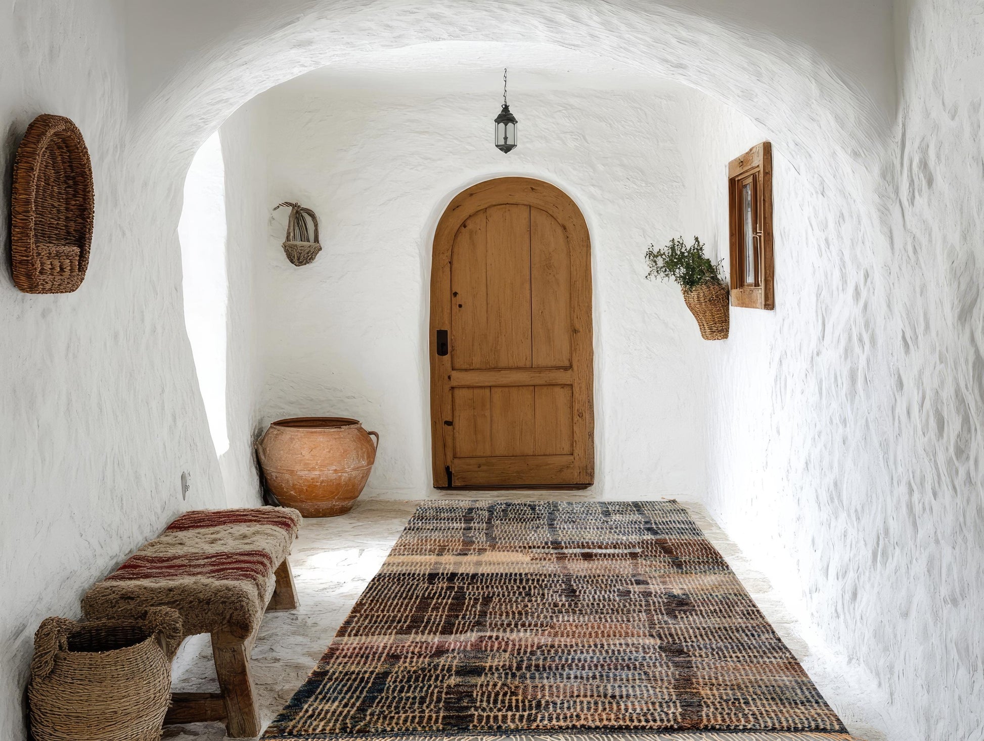 Moroccan Area Mrirt rug, Beni ourain rug, Boho Hand knotted wool carpet, Handmade Azilal Tribal rug, Tapis berbère Teppich, Brown Beige.