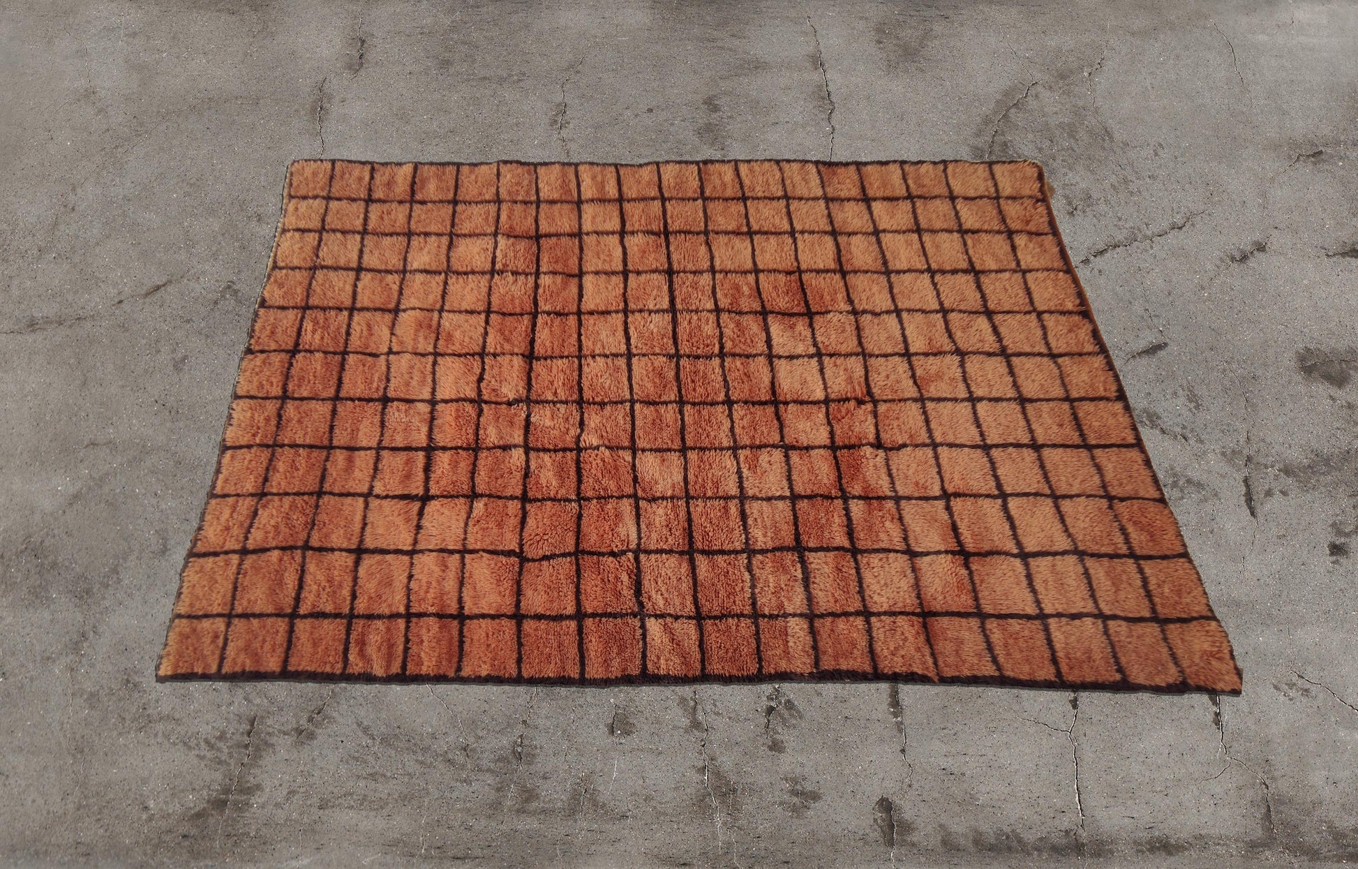Grid Moroccan rug, Mrirt rug, Beni ourain Wool rug, 8x10 Berber rug, Living Room Area rug, Geometric Carpet, Boho rug, Tapis, Copper Brown.