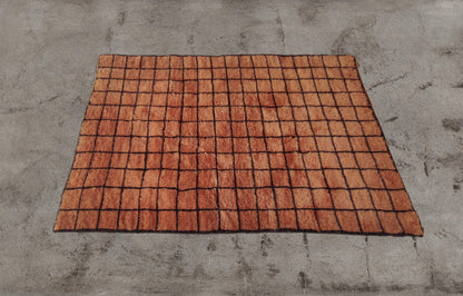 Grid Moroccan rug, Mrirt rug, Beni ourain Wool rug, 8x10 Berber rug, Living Room Area rug, Geometric Carpet, Boho rug, Tapis, Copper Brown.