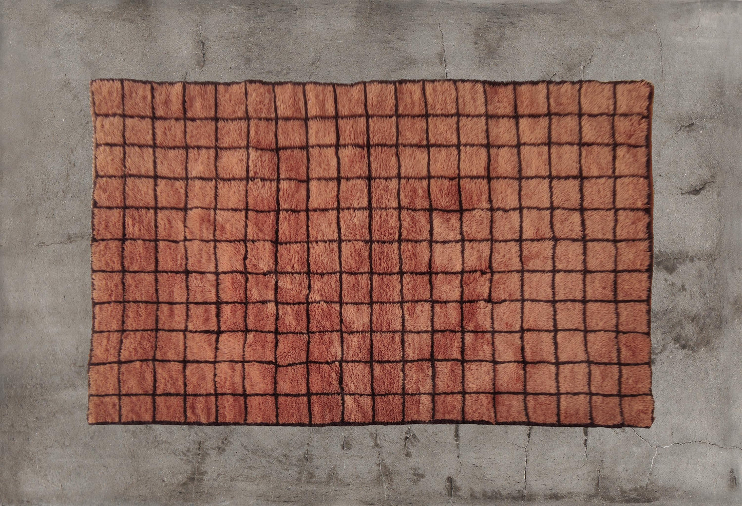 Grid Moroccan rug, Mrirt rug, Beni ourain Wool rug, 8x10 Berber rug, Living Room Area rug, Geometric Carpet, Boho rug, Tapis, Copper Brown.