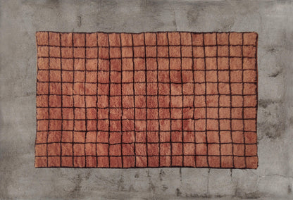 Grid Moroccan rug, Mrirt rug, Beni ourain Wool rug, 8x10 Berber rug, Living Room Area rug, Geometric Carpet, Boho rug, Tapis, Copper Brown.