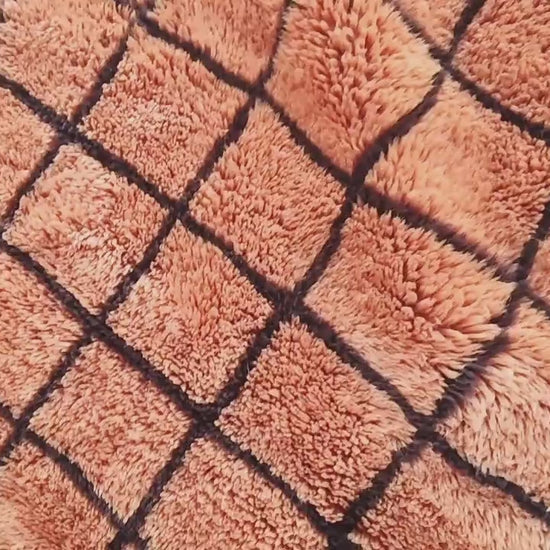 Grid Moroccan rug, Mrirt rug, Beni ourain Wool rug, 8x10 Berber rug, Living Room Area rug, Geometric Carpet, Boho rug, Tapis, Copper Brown.