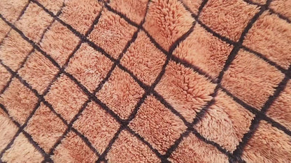 Grid Moroccan rug, Mrirt rug, Beni ourain Wool rug, 8x10 Berber rug, Living Room Area rug, Geometric Carpet, Boho rug, Tapis, Copper Brown.